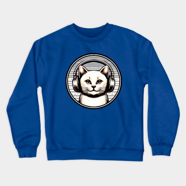 Cat Learning Music Crewneck Sweatshirt by zairawasimun